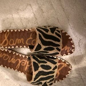 Sam Edelman Black & Gold Beaded Slide Mules